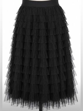 Gabby Isabella Black Tiered Ruffle Skirt L XL Romantic Goth Grunge Dark  Fairy